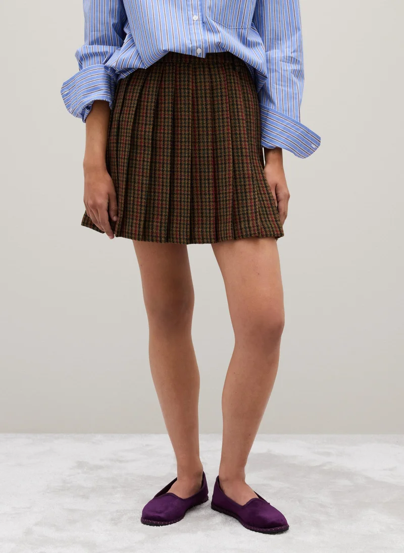 Ovs OVS Brown Wool-Blend Pleated Skirt